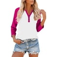 thumbnail image 1 of Shirts for Women Dressy Women's Fall Button V-neck Three Quarter Sleeve 3/4 Sleeve Raglan T-shirtLoose Soft Cotton Sport Athletic Basic Top, 1 of 9