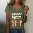 thumbnail image 1 of Shirts for Women Everyone Is Welcome Here V Neck Shirt Everyone Is Welcome Here Shirt Everyone Is Welcome Here T Shirt Funny Woman Tshirt, 1 of 5