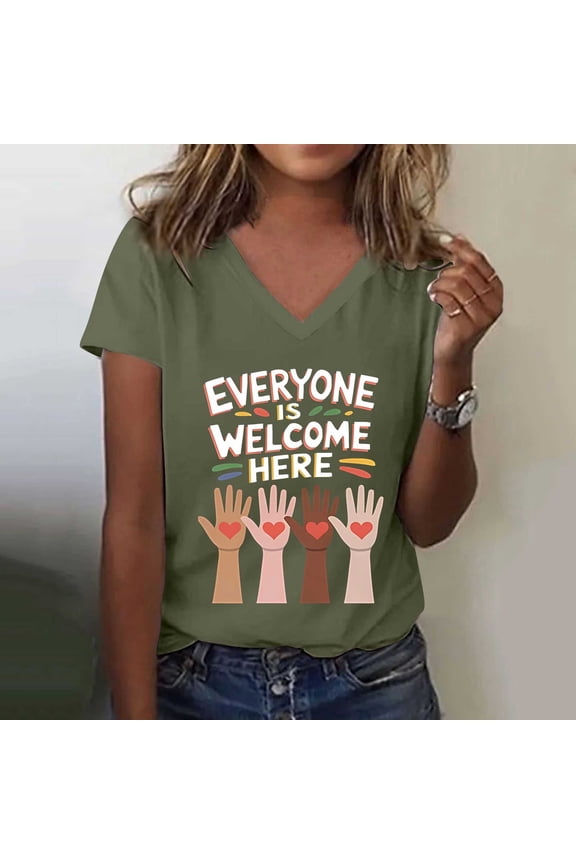 Shirts for Women Everyone Is Welcome Here V Neck Shirt Everyone Is Welcome Here Shirt Everyone Is Welcome Here T Shirt Funny Woman Tshirt