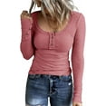 Shirts for Women Long Sleeve Henley T Shirts Button Down Slim Fit Tops