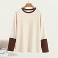 thumbnail image 1 of Shirts for Women Long Sleeve Round Neck Solid Color Undershirt Beige 2XL, 1 of 6
