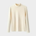 thumbnail image 1 of Shirts for Women Long Sleeve Round Neck Solid Color Undershirt Beige 3XL, 1 of 3