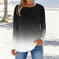 thumbnail image 1 of Shirts for Women Long Sleeves Gradient Printing Round Neck T-Shirt Black,Womens Tops, 1 of 5