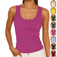 thumbnail image 1 of Shirts for Women Nelozsy Women Solid Tank Tops Round Neck Ribbed Fitted Sleeveless Cami Shirts Hot Pink XXL, 1 of 7