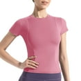 thumbnail image 1 of Shirts for Women Plus Size Short-sleeved Round Neck Solid Color Casual Sports T-shirt Pink L, 1 of 3