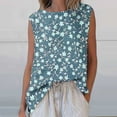 thumbnail image 1 of Shirts for Women Plus Size Sleeveless Round Neck Floral Printed Casual Tank Top Light Blue L, 1 of 5