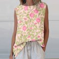 thumbnail image 1 of Shirts for Women Plus Size Sleeveless Round Neck Floral Printed Casual Tank Top Pink L, 1 of 5