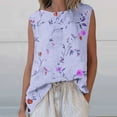 thumbnail image 1 of Shirts for Women Plus Size Sleeveless Round Neck Floral Printed Casual Tank Top Purple L, 1 of 5