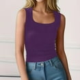 thumbnail image 1 of Shirts for Women Plus Size Sleeveless V-neck One Shoulder Tight Solid Color Tank Top Purple L, 1 of 6