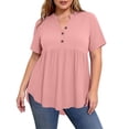thumbnail image 1 of Shirts for Women Plus Size V Neck Short Sleeve Tops Summer Loose Fit Dressy Business Casual Blouses, 1 of 7