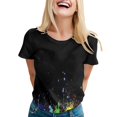 thumbnail image 1 of Shirts for Women Rainbow Print Round Neck Loose Fit Short Sleeve T-Shirt Tops, 1 of 4
