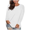thumbnail image 1 of Shirts for Women Sawvnm Women's Fashion Solid Loose Long Sleeve T-shirt Pullover Tops, 1 of 6