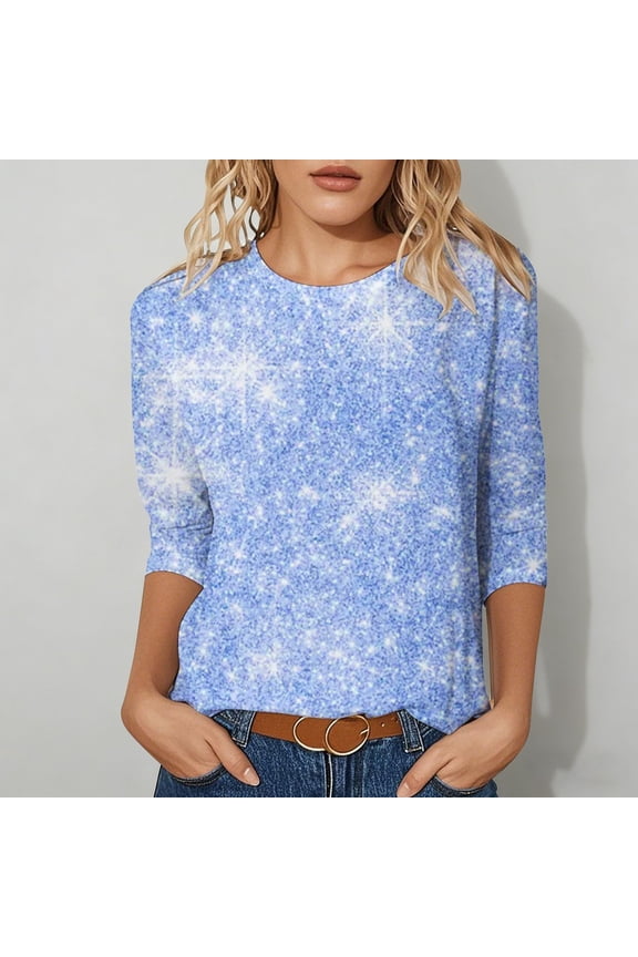 Shirts for Women Sequin Tops Light Blue Long Sleeve Sparkly Top Glitter Tops Glitzy Tops Ladies Holiday Tops