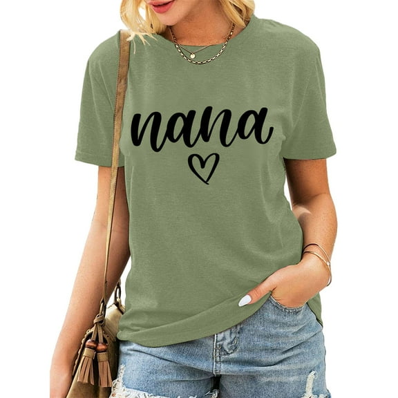 Shirts for Women Shirt Heart Printed Casual Short Sleeve Tee Top