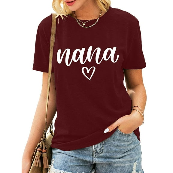 Shirts for Women Shirt Heart Printed Casual Short Sleeve Tee Top