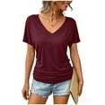thumbnail image 1 of Shirts for Women Short Sleeve V-Neck Dolman Tops Summer Business Tunic Tshirts with Side Shirring Loose FiT-Shirts, 1 of 9