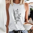 thumbnail image 1 of Shirts for Women Sleeveless Round Neck Floral Print Summer T-shirt White S, 1 of 4