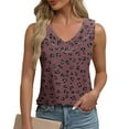 thumbnail image 1 of Shirts for Women Sleeveless Ruffle Collar Round Neck Printed Casual Tank Top Wine S, 1 of 6