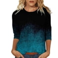 thumbnail image 1 of Shirts for Women Spring Summer Round Neck Flower Print T Shirt Loose Casual 3/4 Sleeve Soft Polyester Spandex Blend Xl Size Spring Summer Womens Tops, 1 of 5