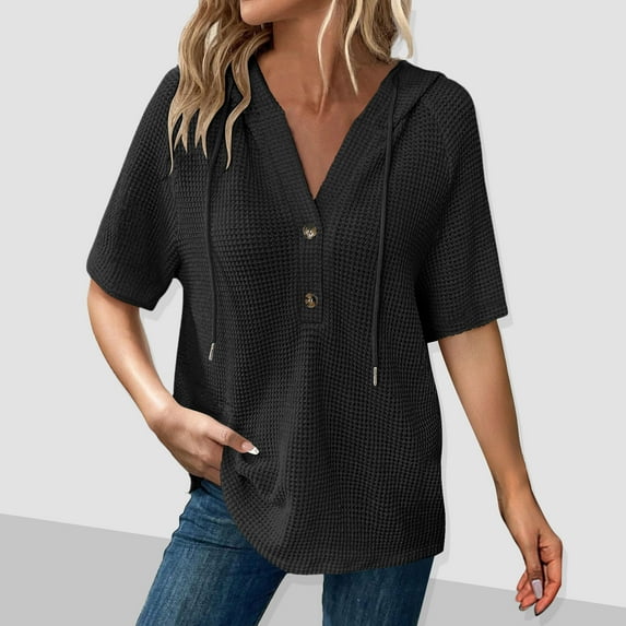 Shirts for Women Summer Spring Tops Short Sleeve Oversized Tshirts Fashion Basic Casual Tee Clothes 2025 Trendy Black XXL