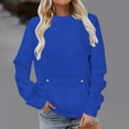 thumbnail image 1 of Shirts for Women Trendy Fall New Oversized Casual Sweatshirts for Women Long Sleeve Crewneck Pullover Tops Fall Comfy Outfits with Pocket Blue S, 1 of 5