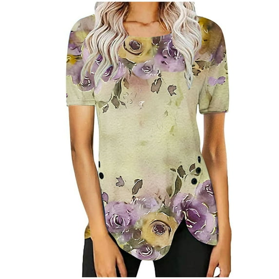 Shirts for Women Trendy Plus Size Summer Clothes for Young Women 2026 Vacation Womens Tops Dressy Casual Fashion Spring Letter Print Tee