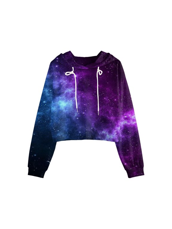 Shirts for Women V Neck Winter Fall Oversized Hooded Long Sleeve Puff Cold Shoulder Hoody Gradient Print Leisure Cotton Hoodies Sweatshirts(Blue,XL)