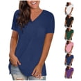 thumbnail image 1 of Shirts for Women Vmvidoty Women's Core Active Short Sleeve V-Neck Shirts Cute Fit Summer Casual Tee Tops Womens T Shirts 2026 Short Sleeve Navy XXL, 1 of 5