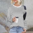 thumbnail image 1 of Shirts for Women Casual Striped Long Sleeve Tops Crew Neck Knit Ribbed Basic T Shirts Womens Tops, 1 of 4