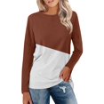 thumbnail image 1 of Shirts for Women Women's Loose Casual Leisure Long Sleeve Round Neck Collar Patchwork T-Shirt Top, 1 of 6