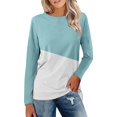 thumbnail image 1 of Shirts for Women Women's Loose Casual Leisure Long Sleeve Round Neck Collar Patchwork T-Shirt Top, 1 of 6