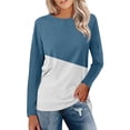 thumbnail image 1 of Shirts for Women Women's Loose Casual Leisure Long Sleeve Round Neck Collar Patchwork T-Shirt Top, 1 of 6
