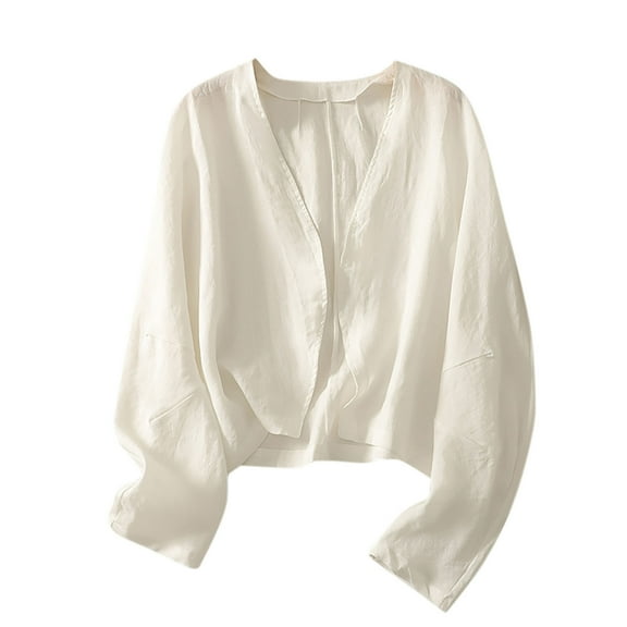 Shirts for Women, Womens Long Sleeve Shirts Summer Cover-ups Tops Cropped Casual Loose Dressy Basic Trendy Clothes V Neck Blouse