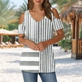 thumbnail image 1 of Shirts for Women Short Sleeved V-Neck Off Shoulder Printing Blouses Gray S, 1 of 6