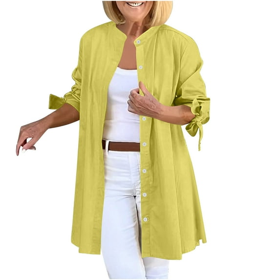Shirts for Womens Button Down Shirts Lape Long Sleeve Cassual Solid Blouse Tops