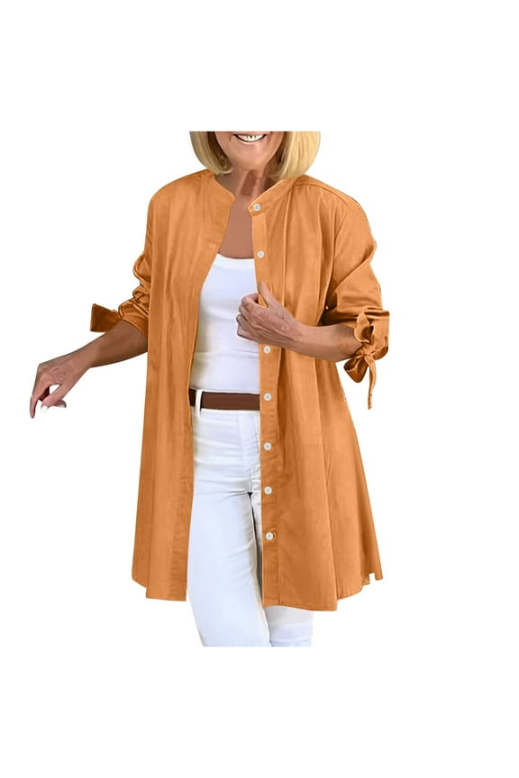 Shirts for Womens Button Down Shirts Lape Long Sleeve Cassual Solid Blouse Tops