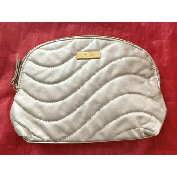 Shiseido Golden Faux Leather Cosmetic Makeup Purse Pouch Bag Case