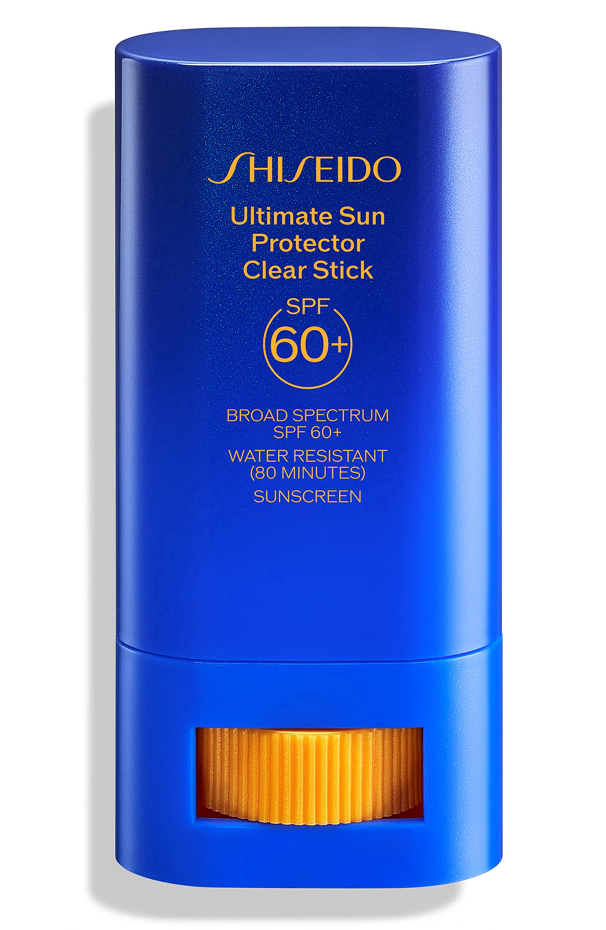 Shiseido Ultimate Sun Protector Clear Stick SPF 60+, Invisible Broad Spectrum Face Sunscreen, Wear Under & Over Makeup, Lightweight Formula - All Skin Types, 20g REGULAR Size