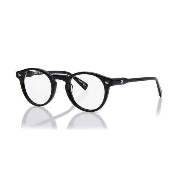 Shisen Fox MIYOKO Zero Power Blue Cut Computer Glasses with UV Protection, Scratch-Resistant| 49 Medium | Round - Piano Black