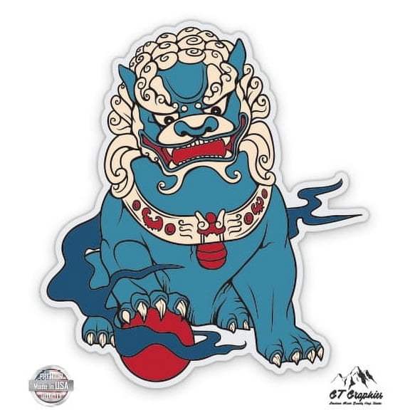 Shisha Japanese Guardian Dog - 3" Vinyl Sticker - For Car Laptop I-Pad Phone Helmet Hard Hat - Waterproof Decal