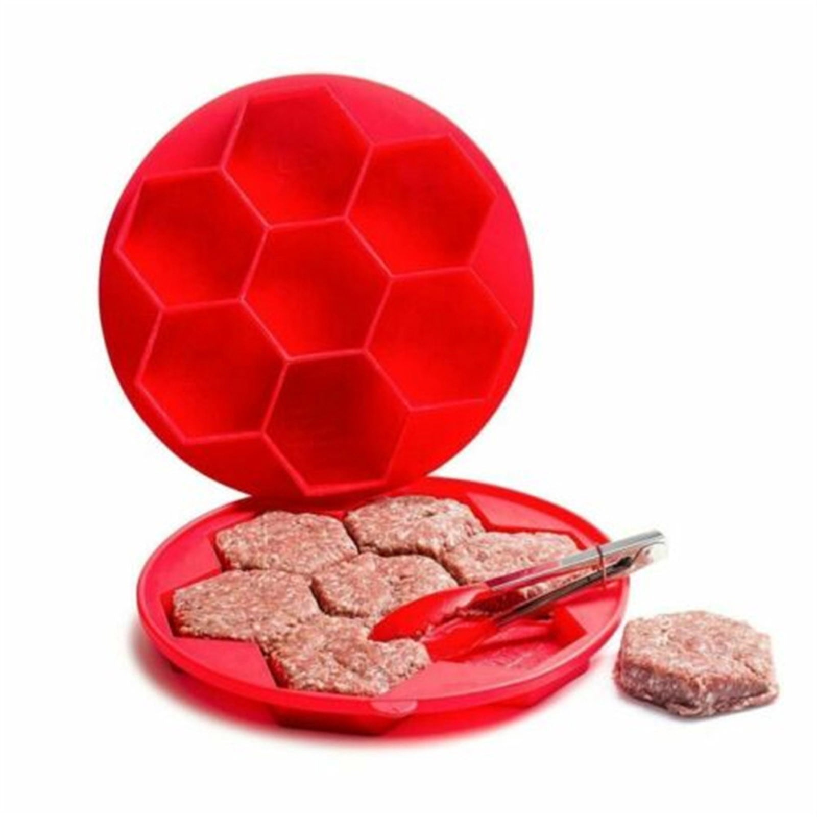 Shishian 1 Hamburger Mold Silicone Burger Maker Meat Round Shape Press Molder Cooking Kitchen Tools Red Silicone （Clearance）