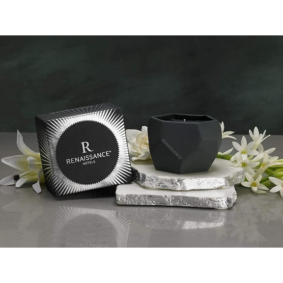 Shiso Tea Candle - Hand-Poured Soy Blend Candle Crafted by Joya Exclusively for Renaissance Hotels - Signature Shiso Tea Scent - Black Wax in Ceramic Vessel - 8.5 oz