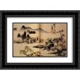 thumbnail image 1 of Shitao 2x Matted 24x18 Black Ornate Framed Art Print 'Bath horses', 1 of 2