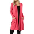thumbnail image 1 of Shiusina Casual Women Lightweight Open Front Cardigan Solid Soft Long Sleeve Sweater With Pockets Watermelon red + L, 1 of 6