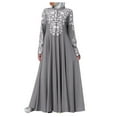 thumbnail image 1 of Shiusina Women Muslim Dress Kaftan Arab Jilbab Abaya Dresses - Grey XXXL, 1 of 7