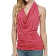 thumbnail image 1 of Shiusina Women Sexy Halter Drape Cowl Neck Tank Blouse Backless Sleeveless Vest Tops Hotpink M, 1 of 7