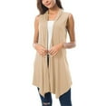 thumbnail image 1 of Shiusina Women's Sleeveless Draped Open Front Cardigan Vest Asymmetric Hem Women Blouse Khaki S, 1 of 8