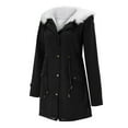 thumbnail image 1 of Shiusina Women's Warm Hooded Thick Padded Outerwear Big Collar Jackets Black XXL, 1 of 9