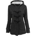 thumbnail image 1 of Shiusina Womens Fashion Horn Button Fleece Thicken Coat With Hood Winter Warm Jacket Grey L, 1 of 5