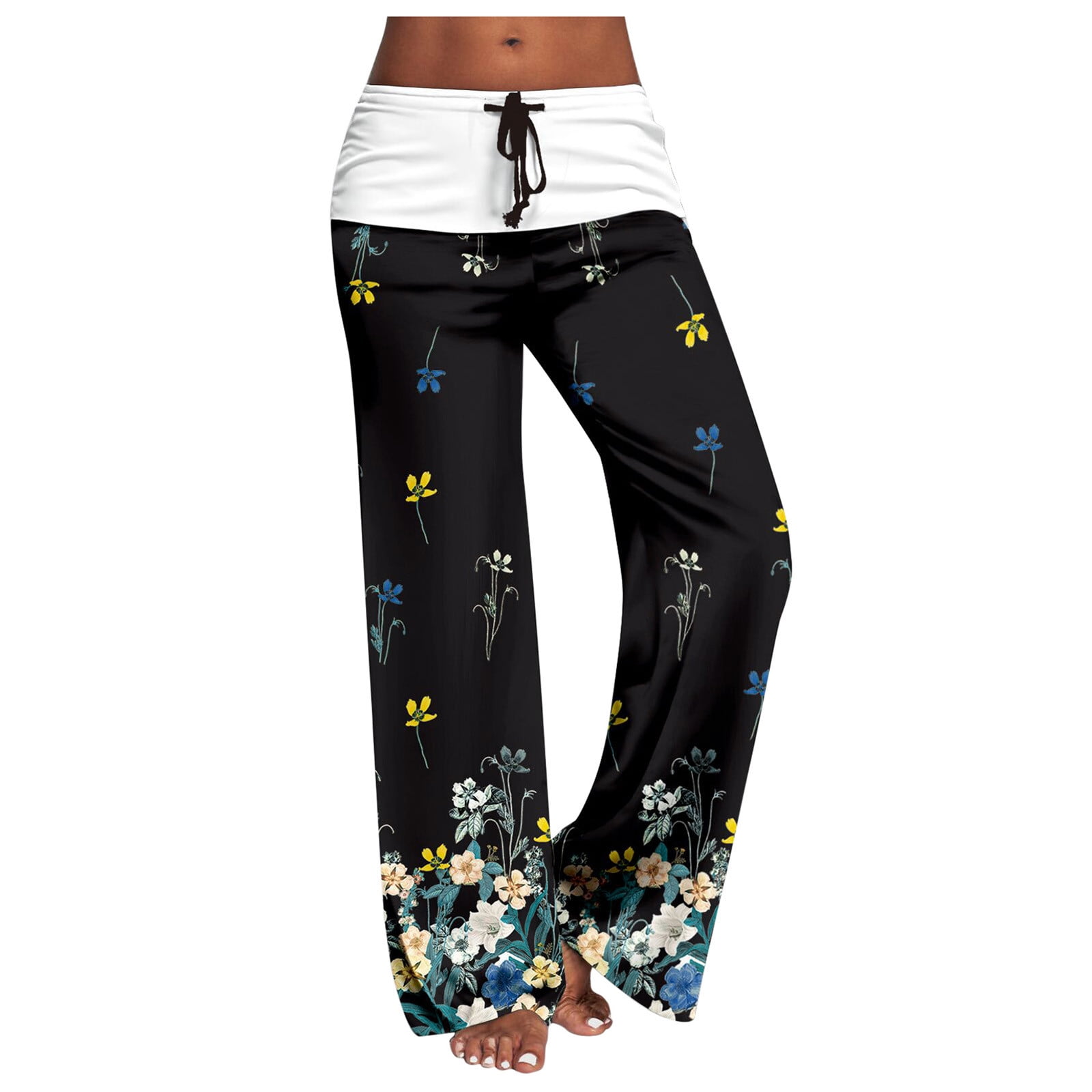 Printed Yoga Pants For Women 2026.Shiusina Yoga Pants Women's High Waist Lace Up Loose Printed Yoga Pants ...